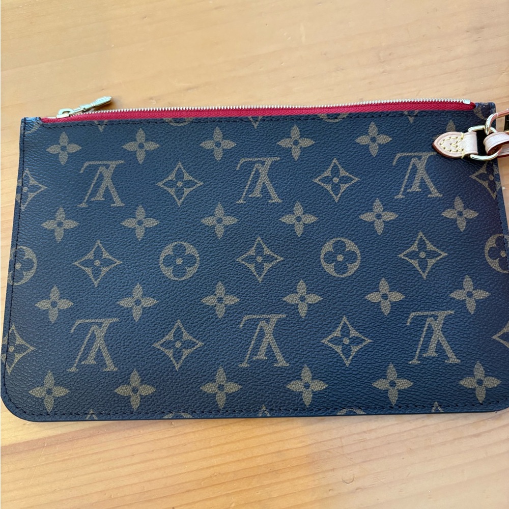 Louis Vuitton Tan and red Monogram Pouch